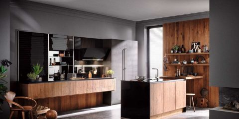 gerookt houten keuken