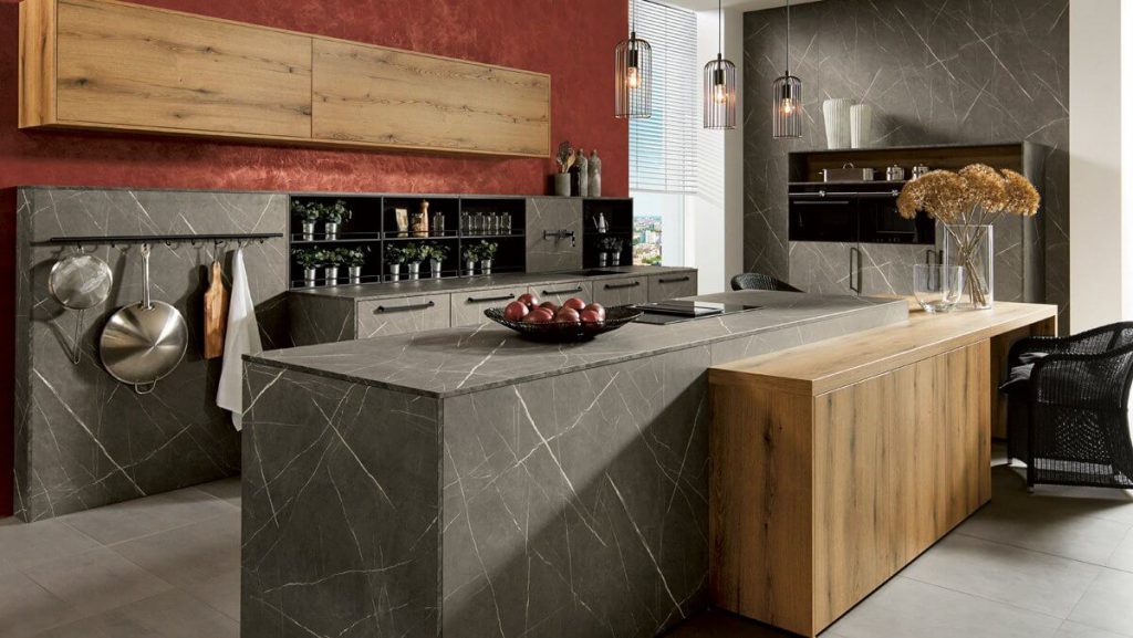 keuken hout en marmer
